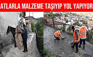 Osmangazi Belediyesi Atlarla Malzeme Taşıyıp Yol Yapıyor