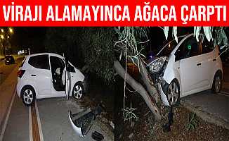 Antalya'da Virajı Alamayan Otomobil Ağaca Çarptı:2 Yaralı