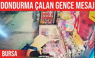 Bursa'da marketten dondurma çalan gence mesaj