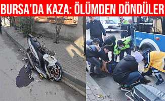 Bursa'da motosikletli gençler ölümden döndü