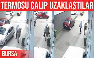 Bursa’daki termos hırsızlığı kamerada