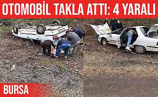 Harmancık'ta otomobil takla attı: 4 yaralı
