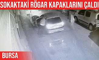 Kestel'de otomobili ile sokak üzerindeki rögar kapaklarını çadı