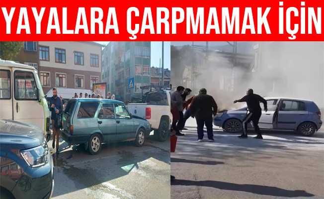 Karabükte Yayalara Çarpmamak İçin Durdu, Zincirleme Kaza Oldu